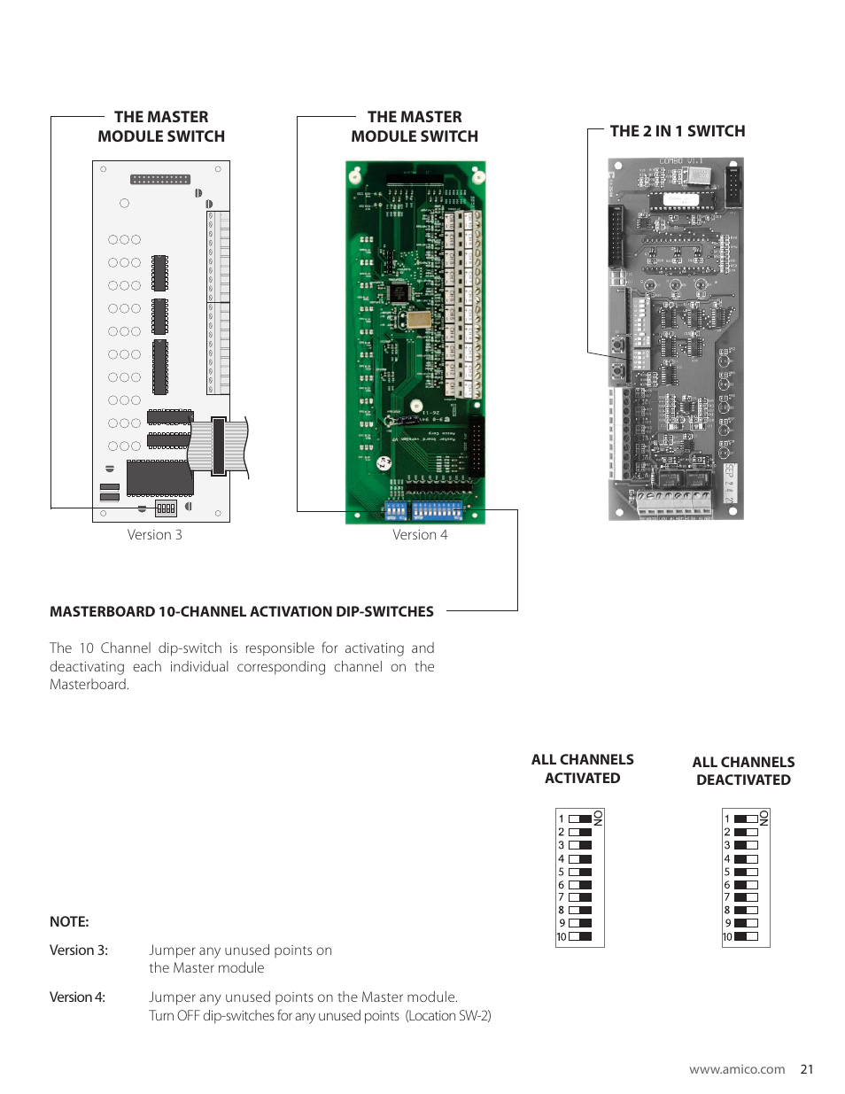 The 2 in 1 switch the master module switch, The master module switch | Amico Nema 4 Master Alarm User Manual | Page 21 / 56