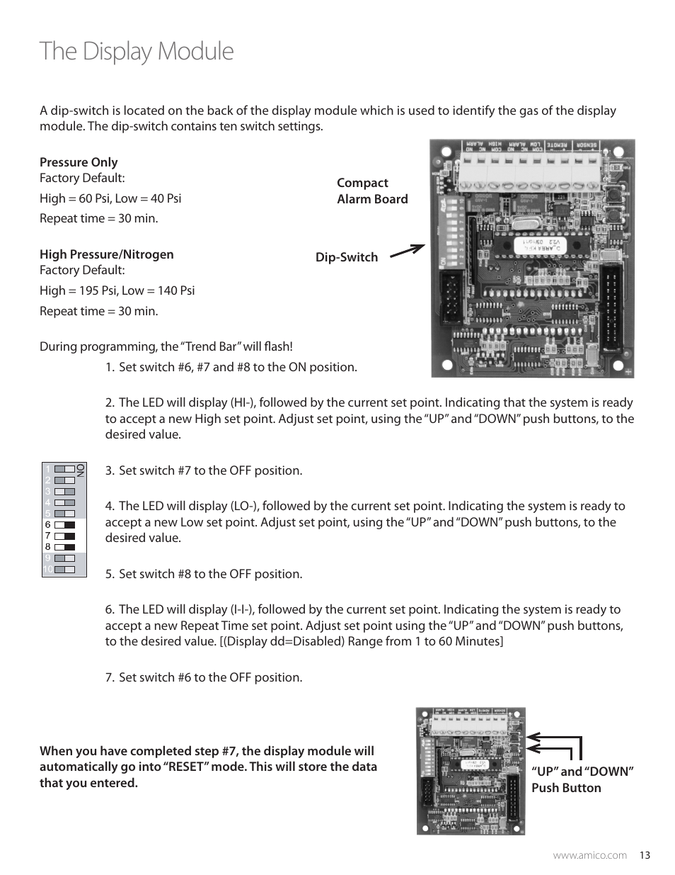 The display module | Amico Valve Alarm Combo Unit User Manual | Page 13 / 32