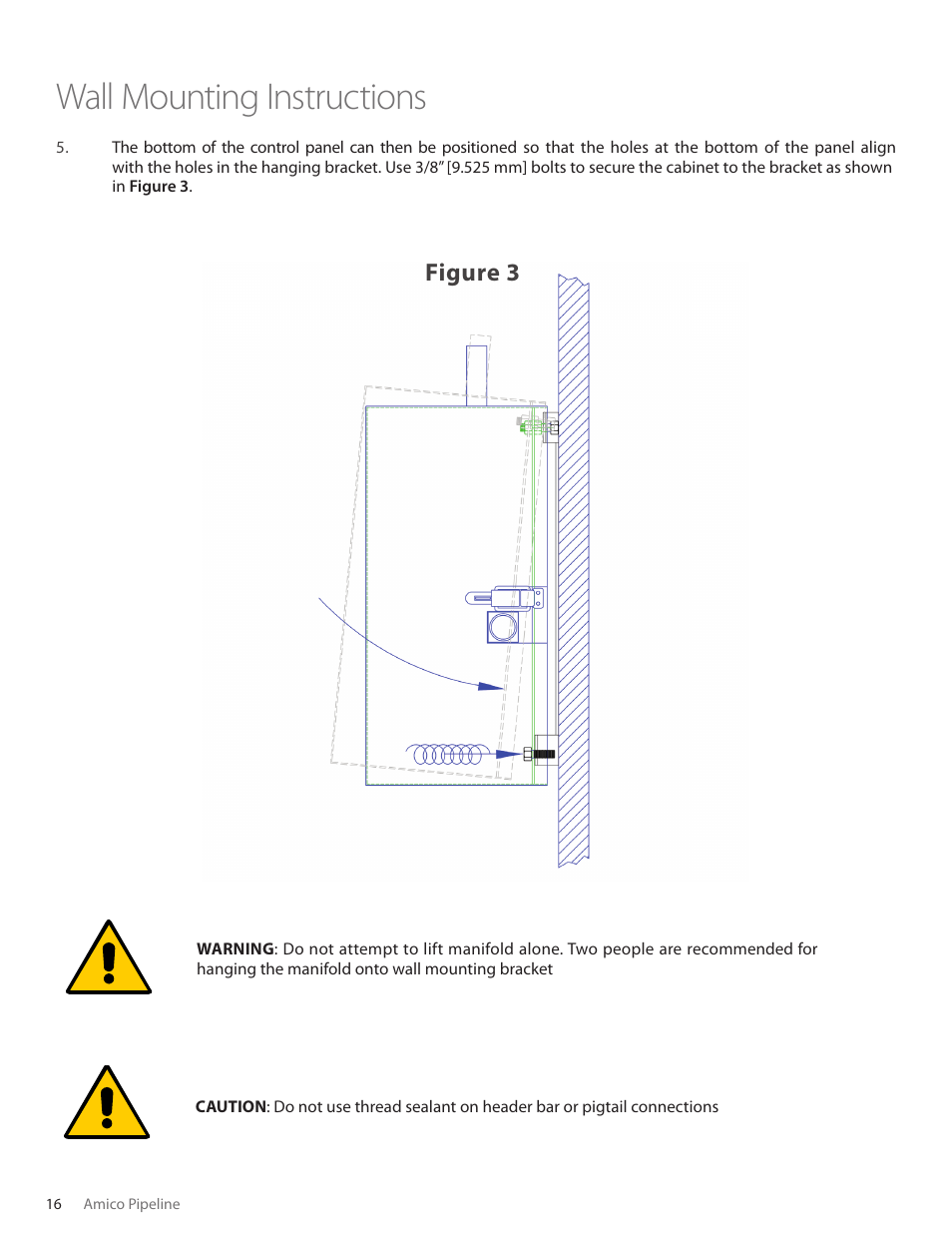 Wall mounting instructions, User responsibility, Figure 3 | Amico Automatic Cryogenic Liquid Solenoid Manifold User Manual | Page 16 / 32