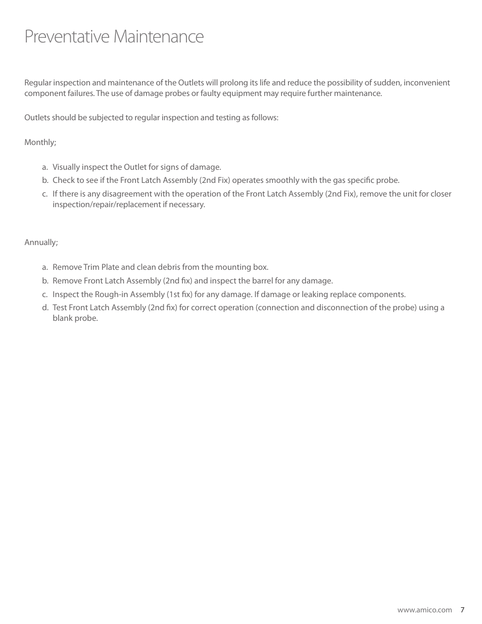 Preventative maintenance | Amico British Standard Outlet Slim User Manual | Page 7 / 18