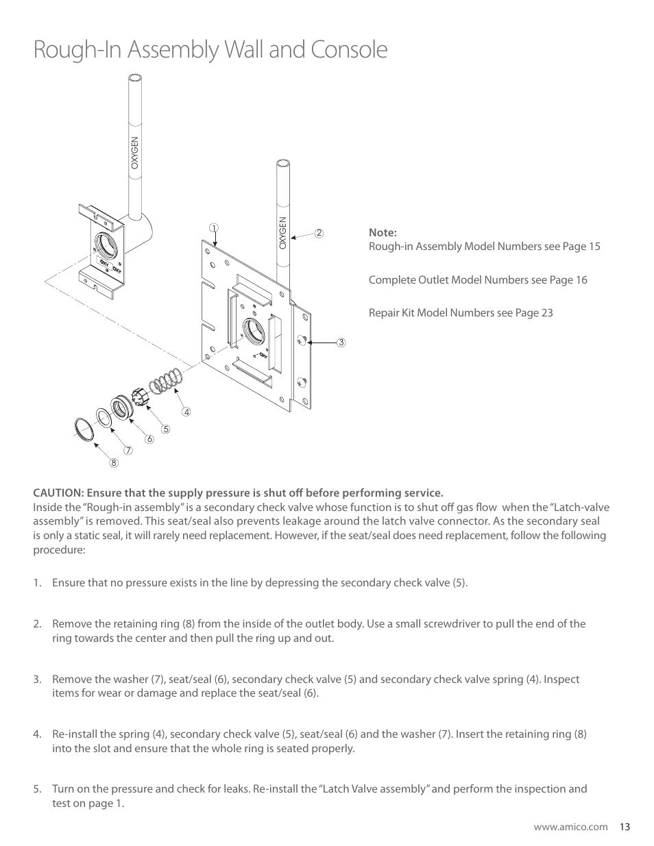 Rough-in assembly wall and console | Amico Retractable Ceiling Column Outlet User Manual | Page 13 / 24