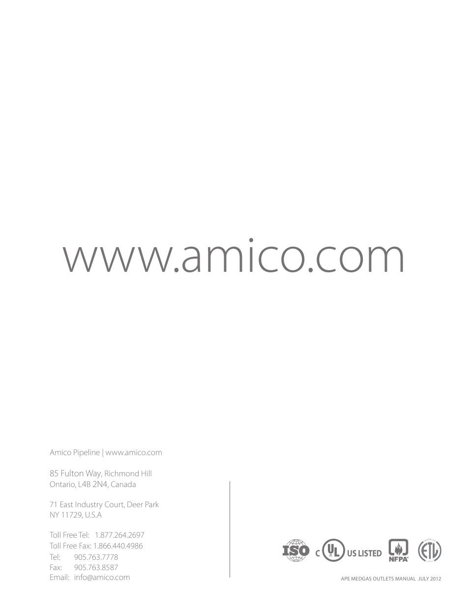 Amico Retractable Ceiling Column Outlet User Manual | Page 24 / 24