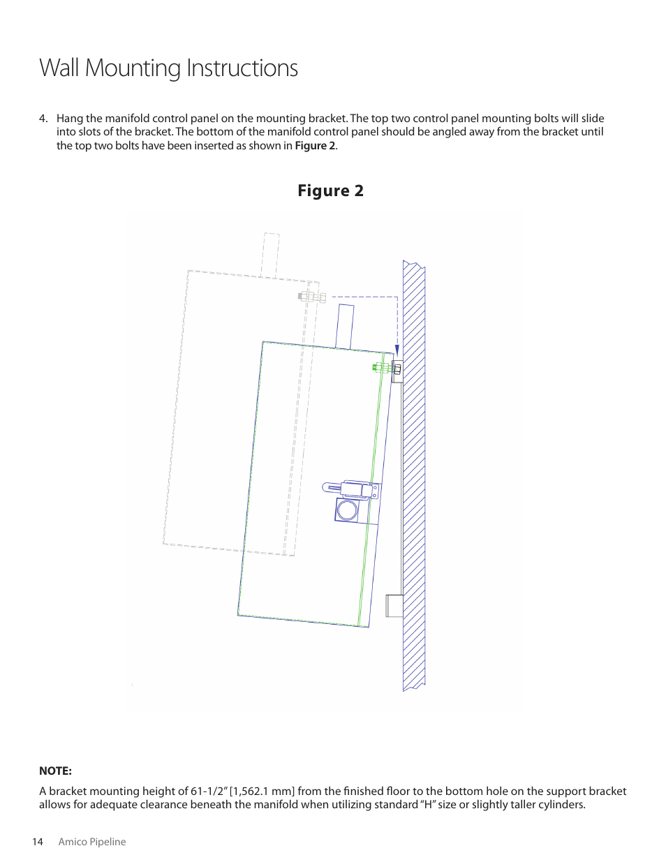 Wall mounting instructions, Figure 2 | Amico Dome Loaded Manifold CSA User Manual | Page 14 / 44