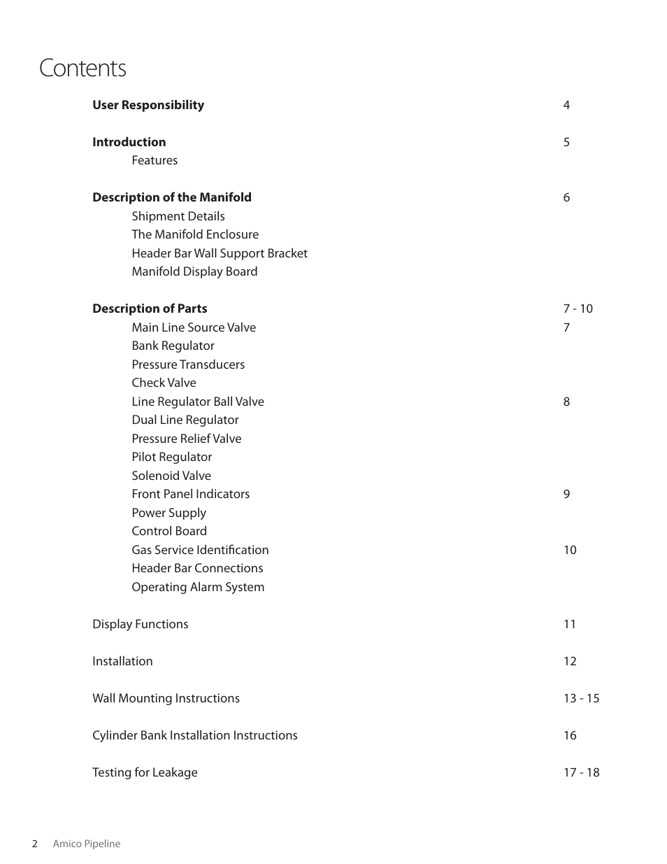 Amico Dome Loaded Manifold CSA User Manual | Page 2 / 44