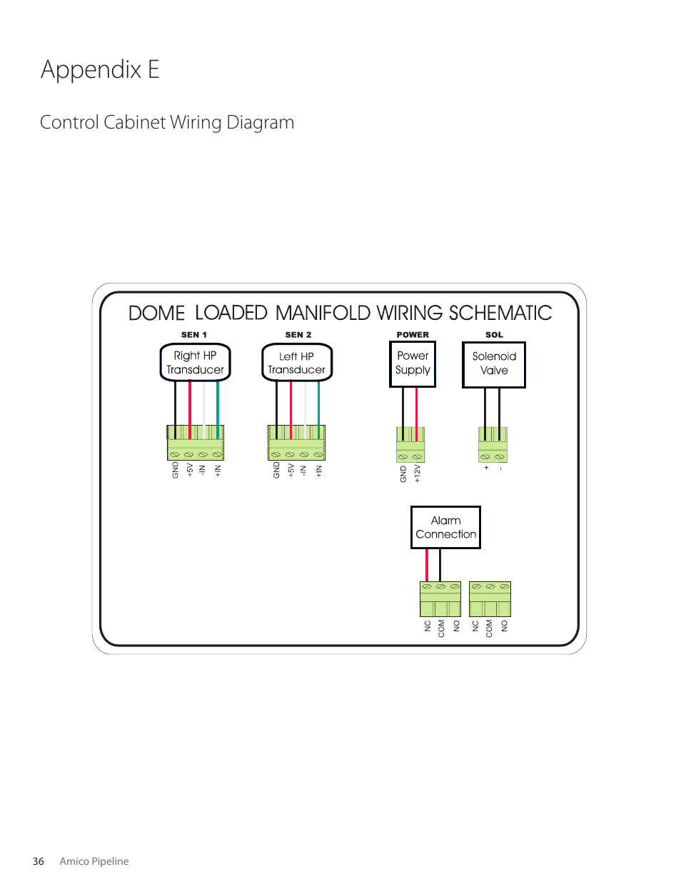 Appendix e, Control cabinet wiring diagram | Amico Dome Loaded Manifold CSA User Manual | Page 36 / 44