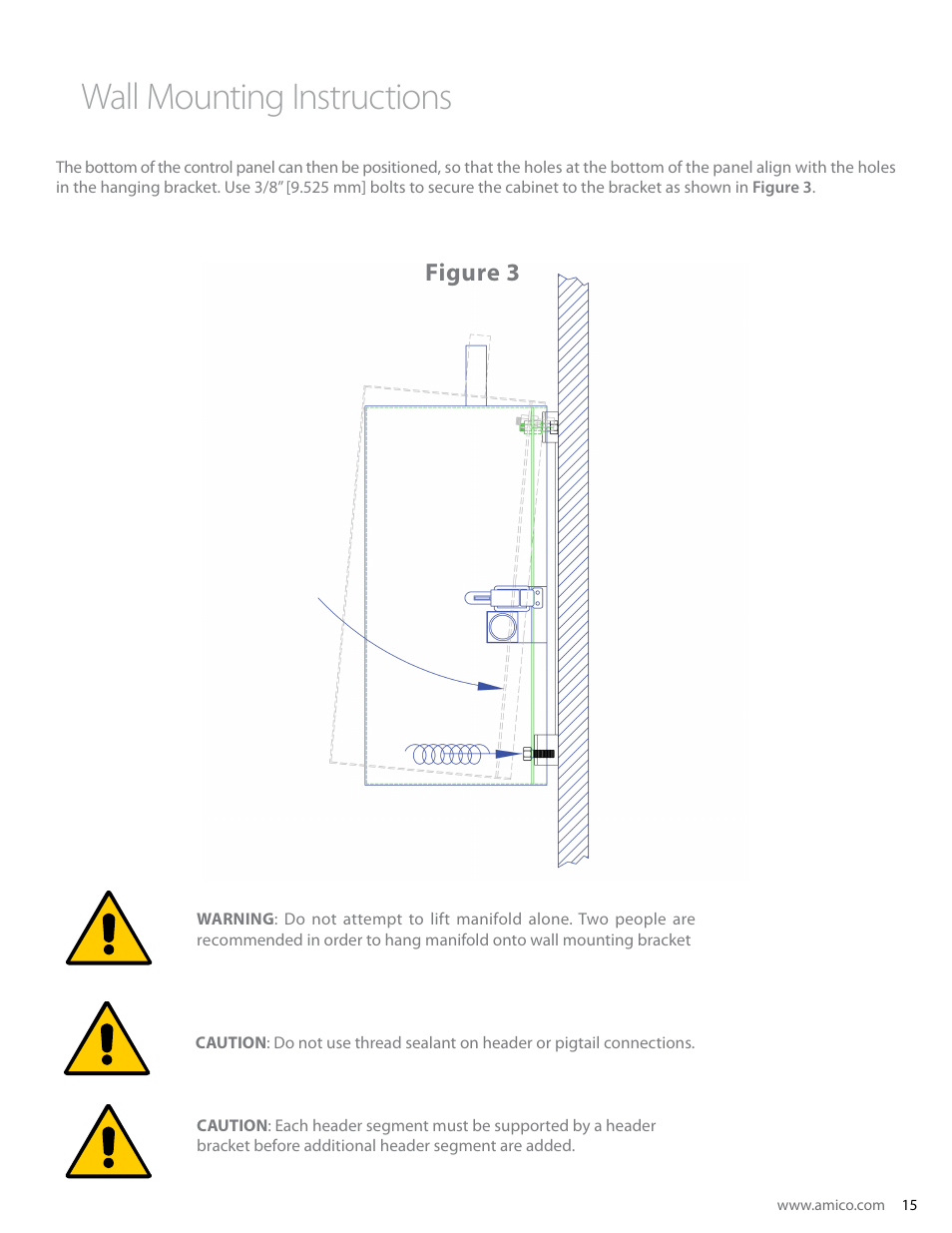Wall mounting instructions, Figure 3 | Amico Dome Loaded Manifold Nema-4 NFPA User Manual | Page 15 / 44
