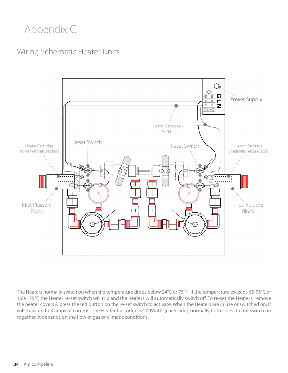 Appendix c, Wiring schematic heater units | Amico Dome Loaded Manifold Nema-4 NFPA User Manual | Page 34 / 44