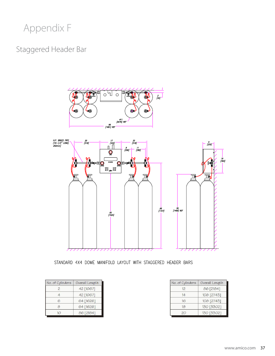 Appendix f, Staggered header bar | Amico Dome Loaded Manifold Nema-4 NFPA User Manual | Page 37 / 44