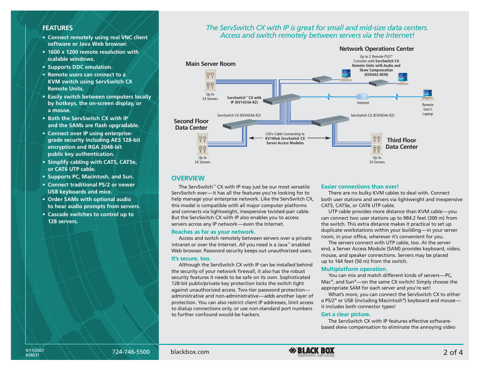 2 of 4, Features, Overview | Black Box CATx User Manual | Page 2 / 4