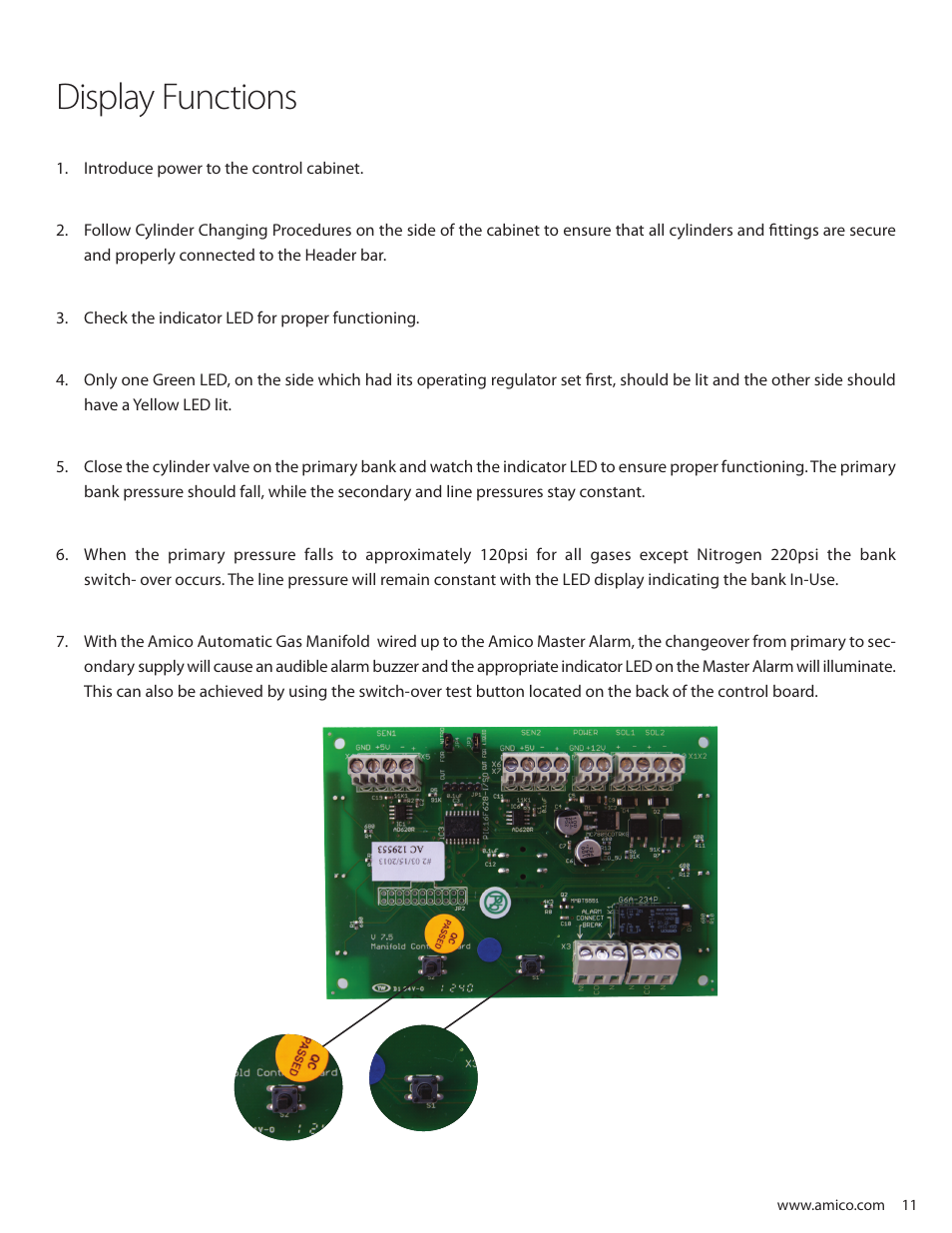 Display functions | Amico Dome Loaded Manifold NFPA User Manual | Page 11 / 44