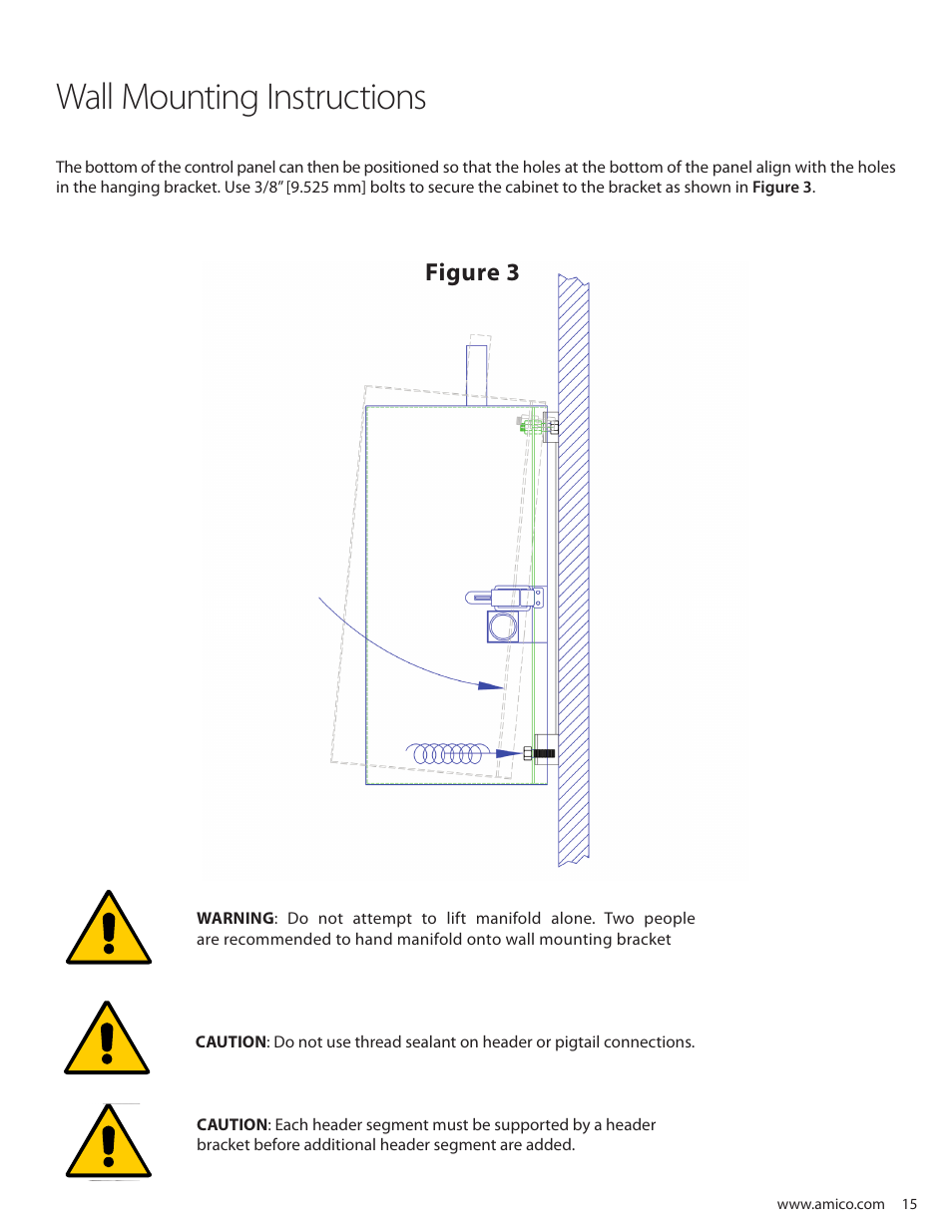 Wall mounting instructions, User responsibility, Figure 3 | Amico Dome Loaded Manifold NFPA User Manual | Page 15 / 44