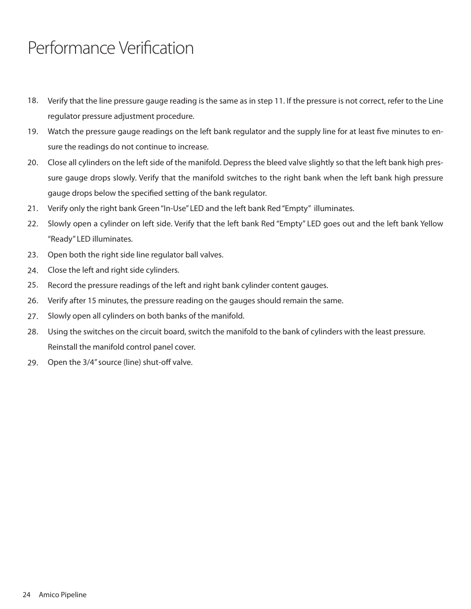 Performance verification | Amico Dome Loaded Manifold NFPA User Manual | Page 24 / 44