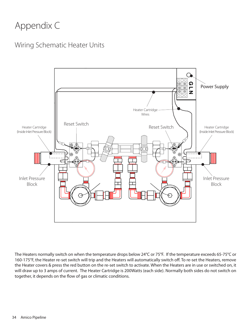 Appendix c, Wiring schematic heater units | Amico Dome Loaded Manifold NFPA User Manual | Page 34 / 44