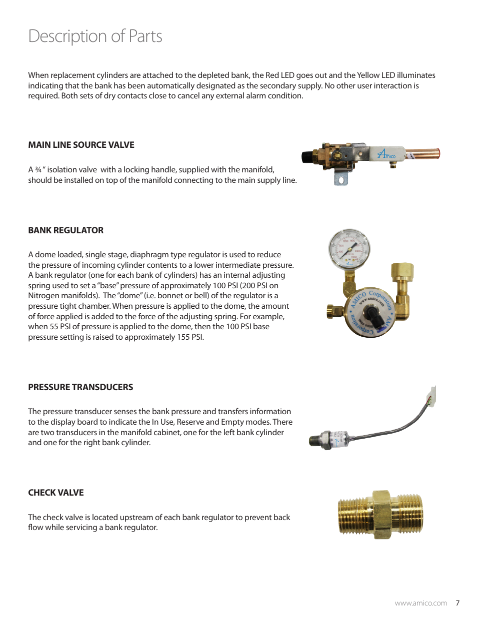 Description of parts | Amico Dome Loaded Manifold NFPA User Manual | Page 7 / 40