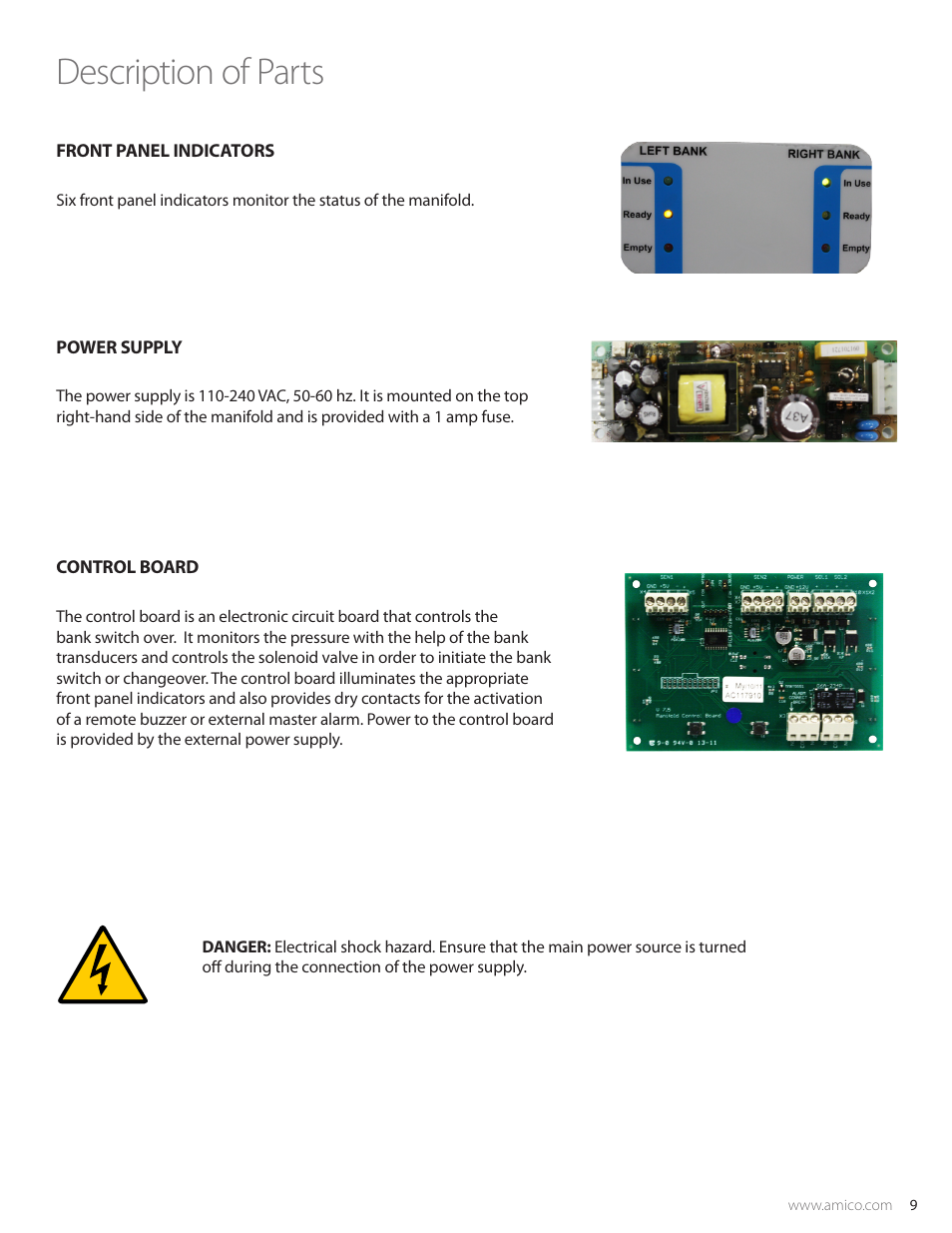 Description of parts, User responsibility | Amico Dome Loaded Manifold NFPA User Manual | Page 9 / 40