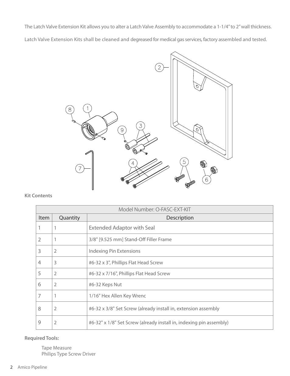 Amico Extended Latch-Valve Kit User Manual | Page 2 / 8