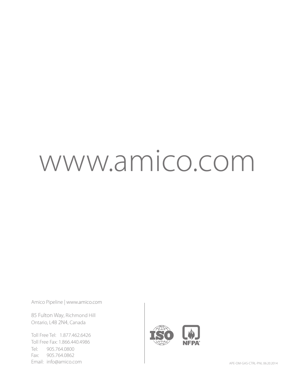 Amico Gas Control Panel User Manual | Page 8 / 8