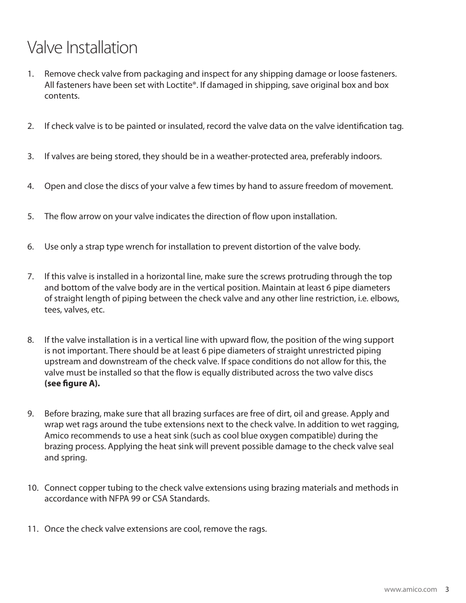 Valve installation | Amico Medical Gas Check Valve with Extensions User Manual | Page 3 / 8