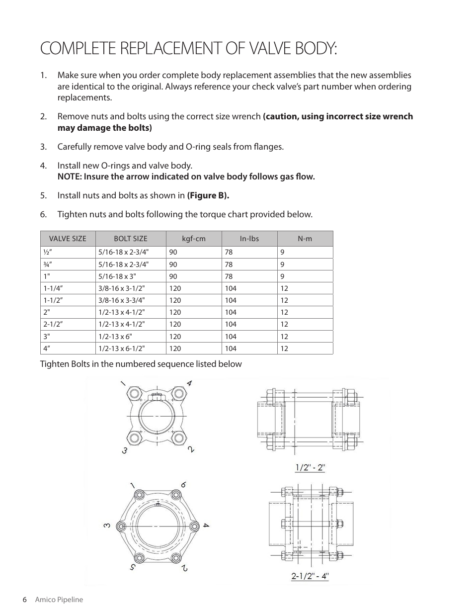 Complete replacement of valve body | Amico Medical Gas Check Valve with Extensions User Manual | Page 6 / 8