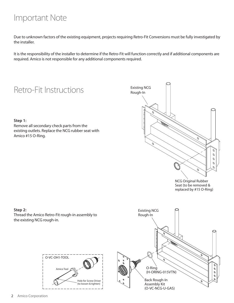 Retro-fit instructions | Amico NCG Chemetron Retro-Fit Outlet User Manual | Page 2 / 4