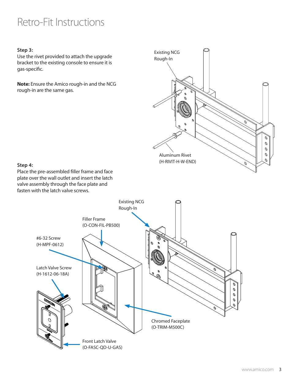 Retro-fit instructions | Amico NCG Chemetron Retro-Fit Outlet User Manual | Page 3 / 4