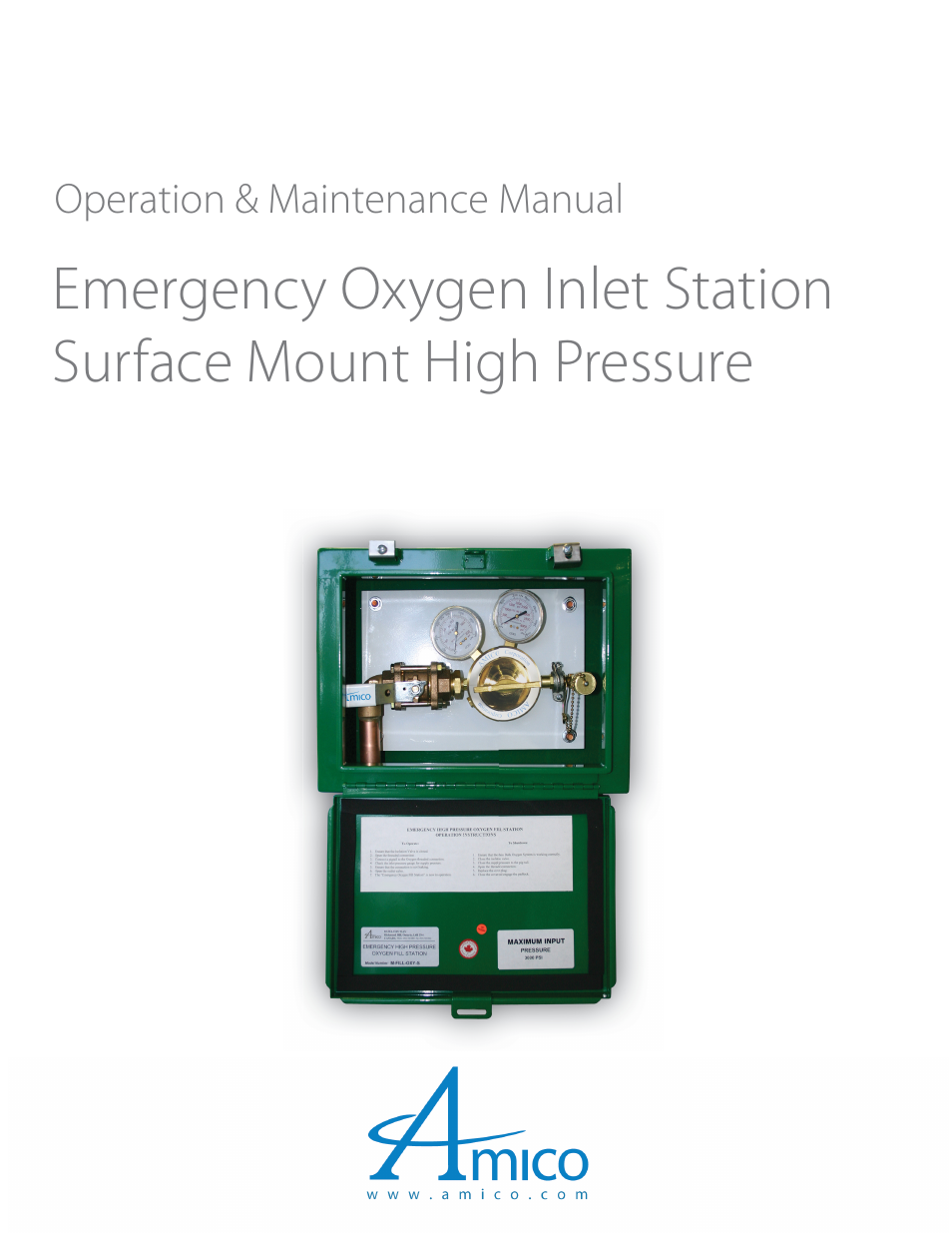 Amico Surface Mount Emergency Oxygen Inlet Station (High Pressure) User Manual | 6 pages