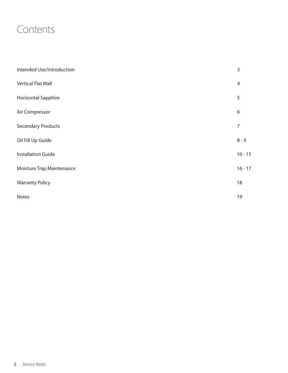 Amico TTS Vertical Flat Wall User Manual | Page 2 / 20