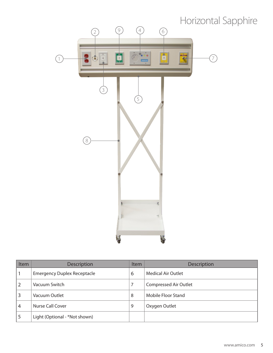 Horizontal sapphire | Amico TTS Vertical Flat Wall User Manual | Page 5 / 20