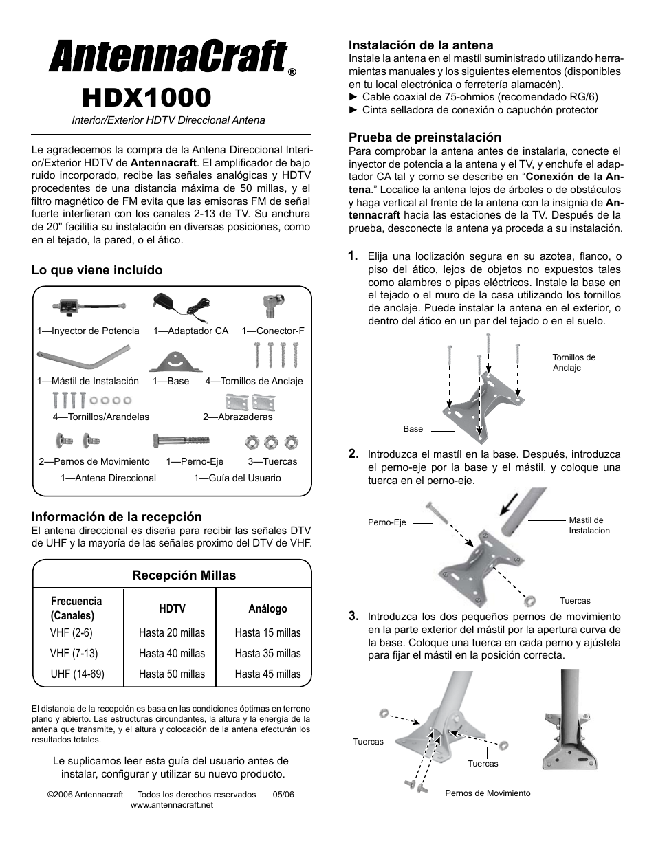 Hdx1000 | Antennacraft HDX1000 User Manual | Page 3 / 4