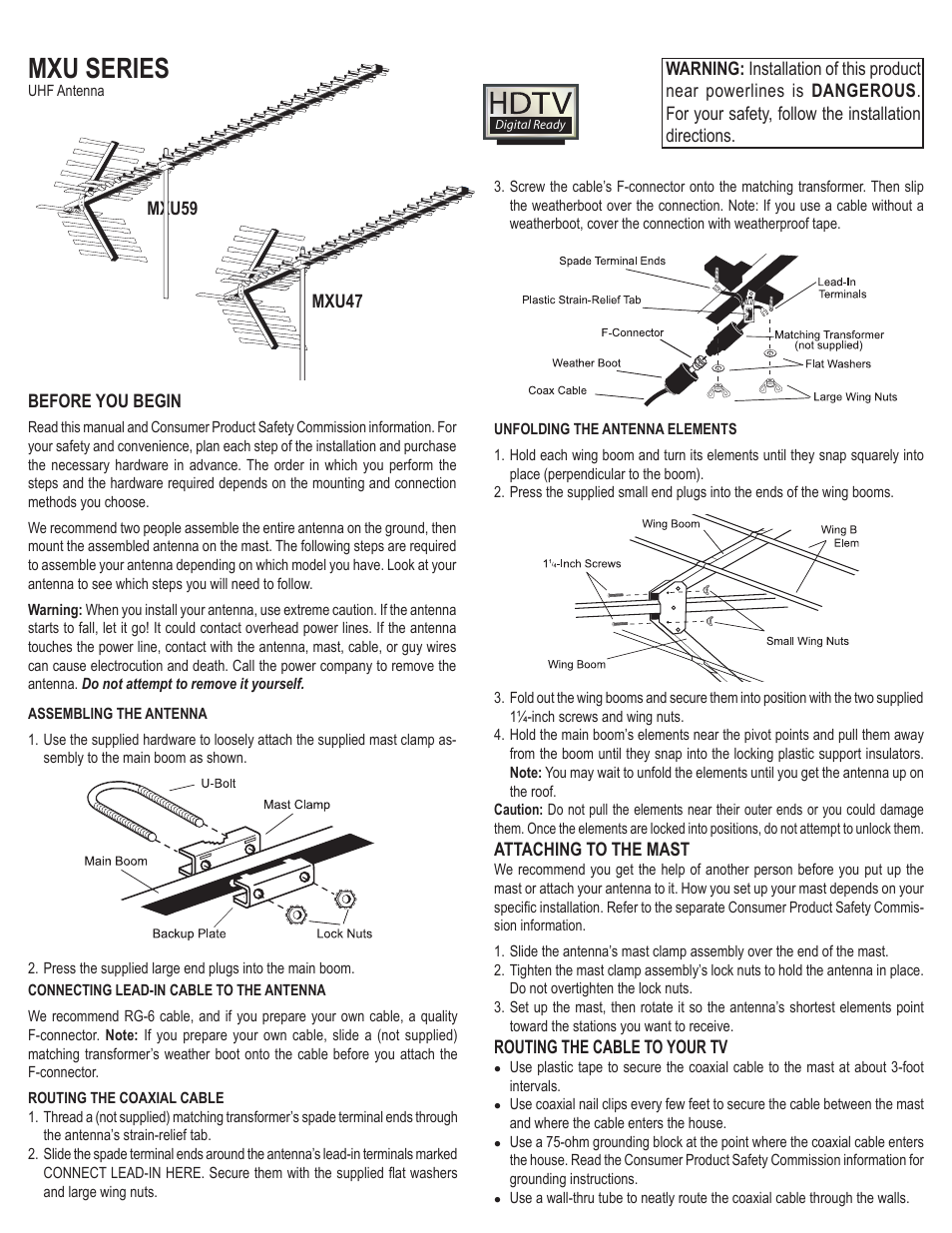 Antennacraft MXU59 User Manual | 1 page