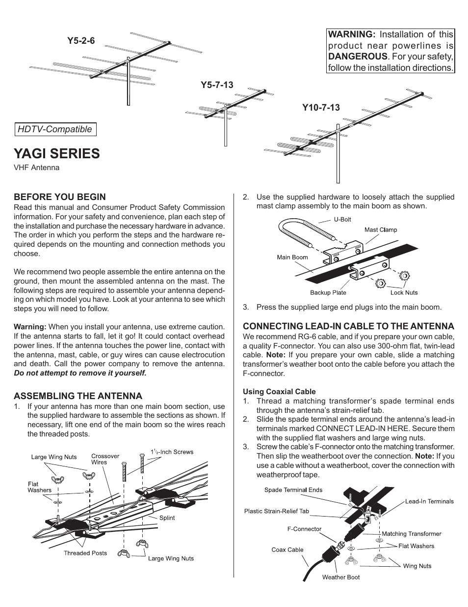 Antennacraft Y10713 User Manual | 2 pages