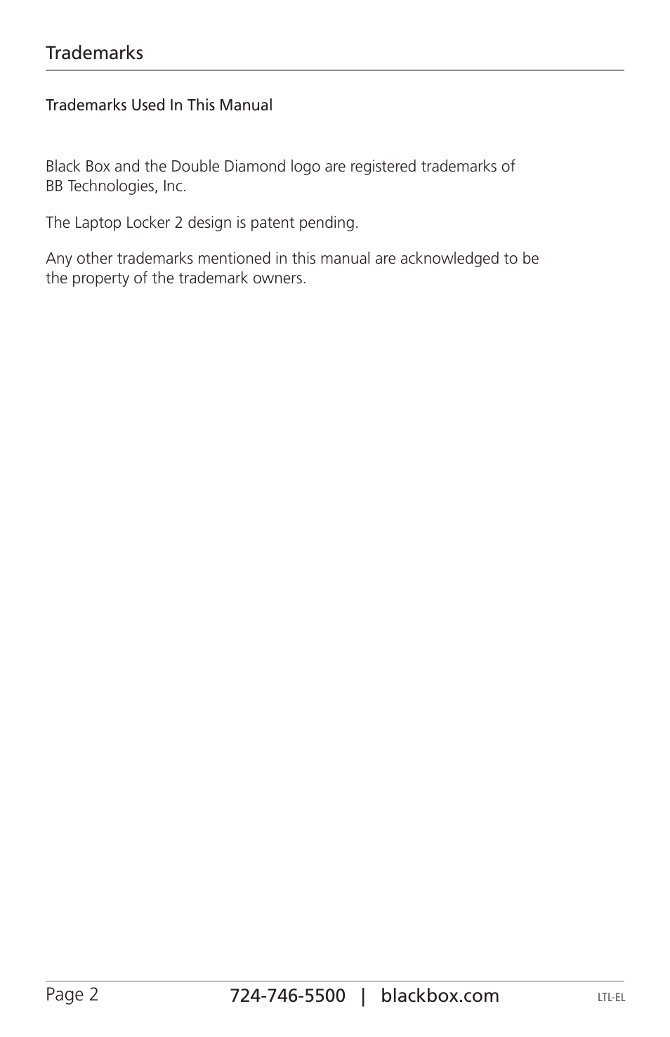 Black Box LTL-EL User Manual | Page 2 / 8