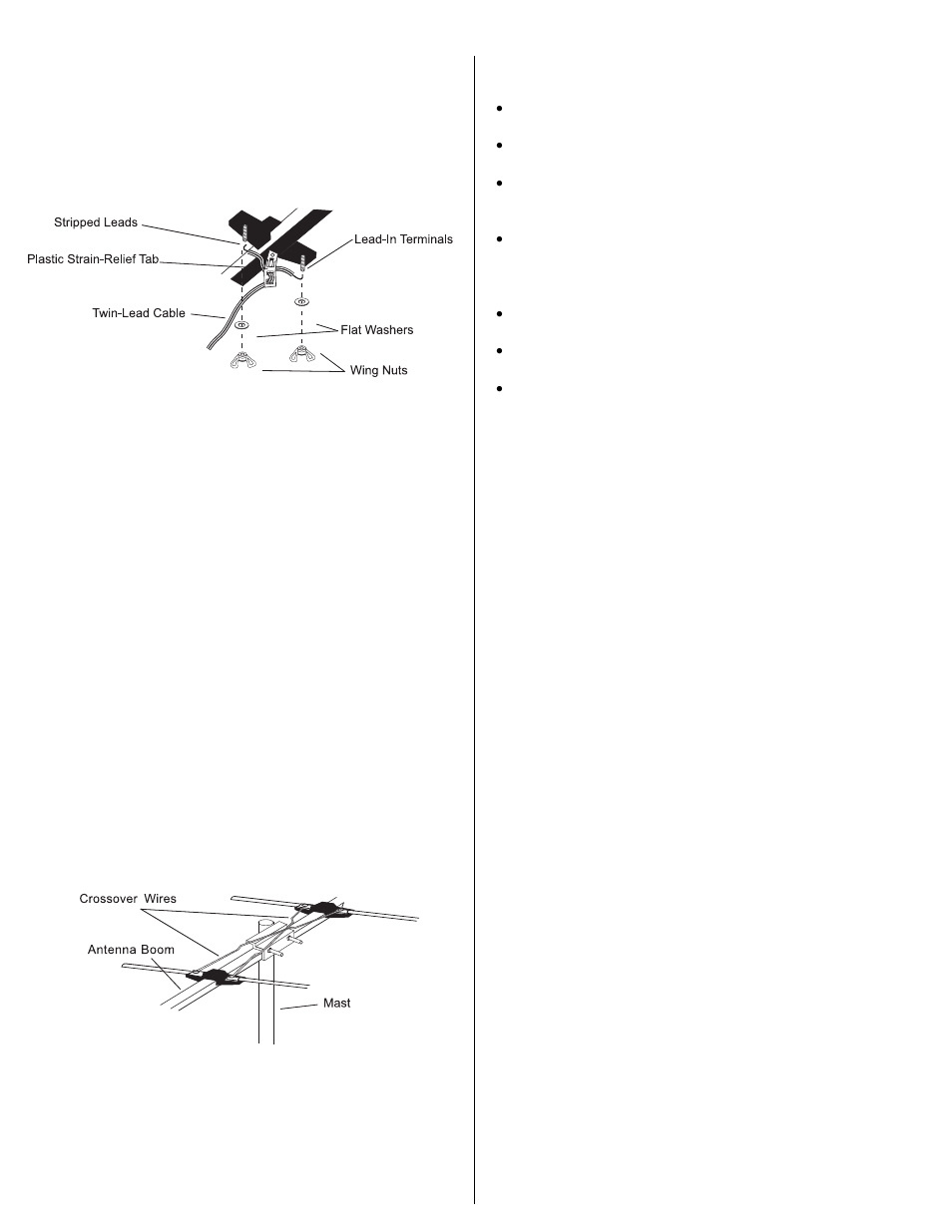 Routing the cable to your tv/vcr/fm receiver i, Unfolding the antenna elements, Attaching to the mast | Antennacraft AC9 User Manual | Page 2 / 2