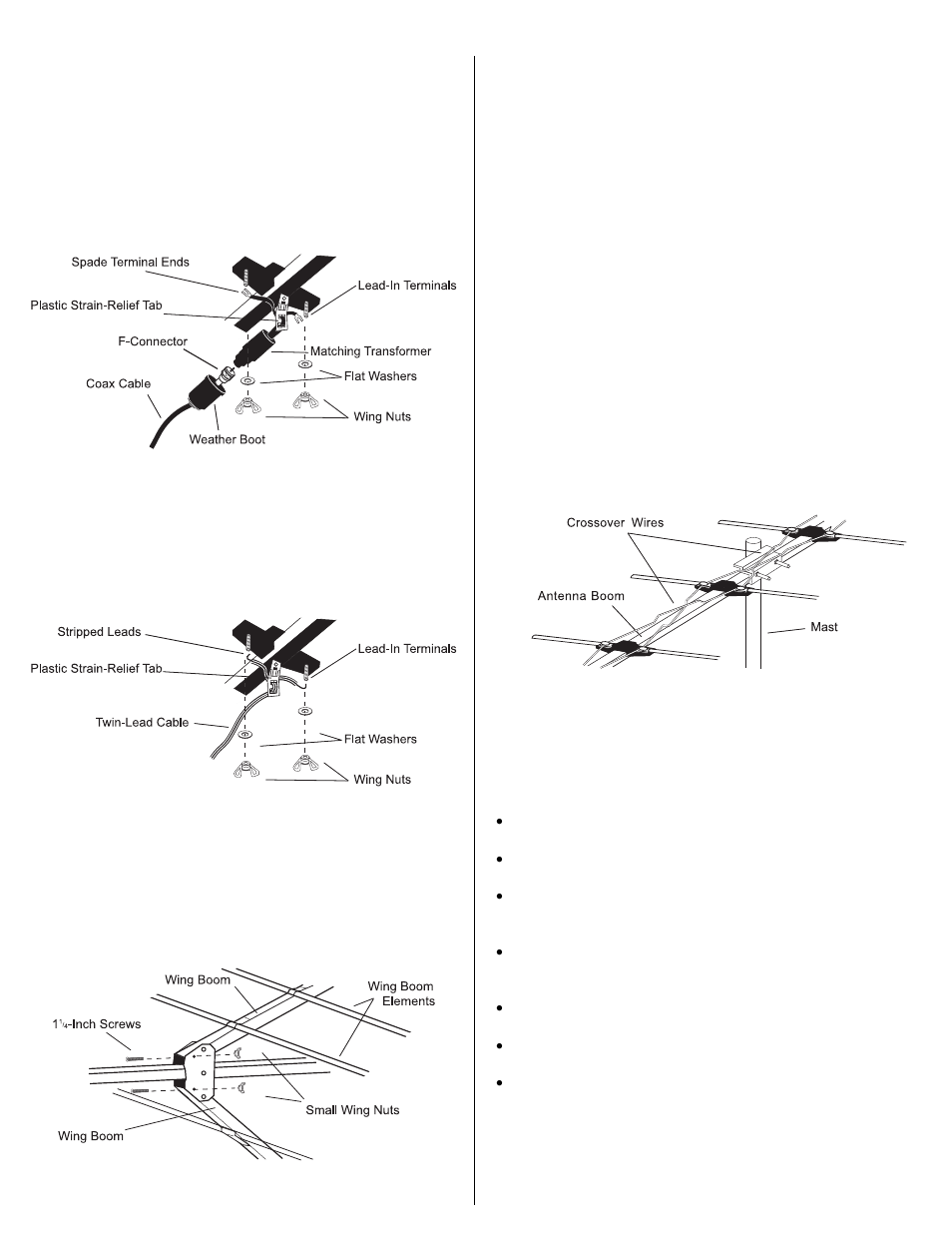 Unfolding the antenna elements, Routing the cable to your tv/vcr/fm receiver i, Attaching to the mast | Antennacraft 5884 User Manual | Page 2 / 2