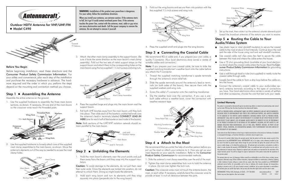 Antennacraft C490 User Manual | 2 pages