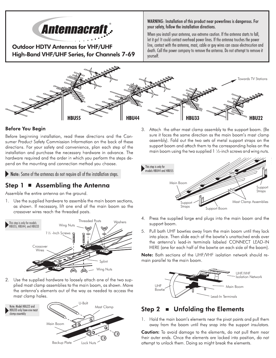 Antennacraft HBU22 User Manual | 4 pages