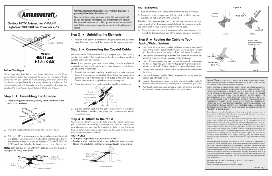 Antennacraft HBU11K User Manual | 2 pages