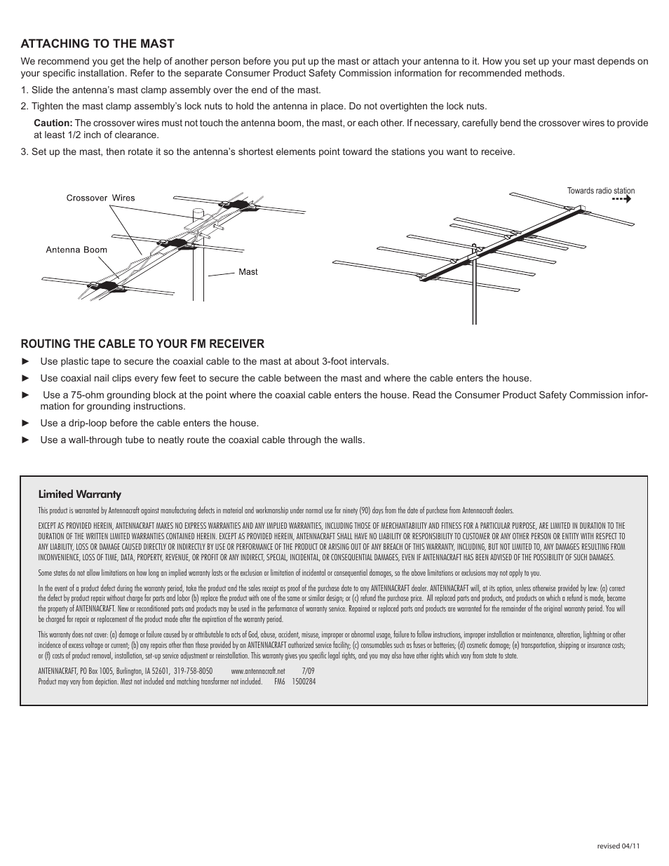 Antennacraft FM6 User Manual | Page 2 / 2