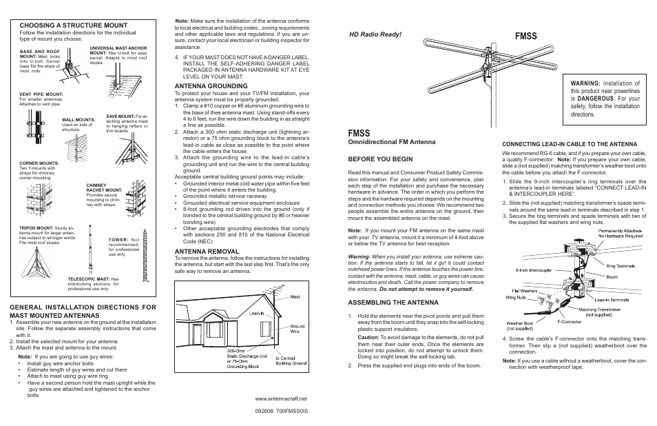 Antennacraft FMSS User Manual | 2 pages