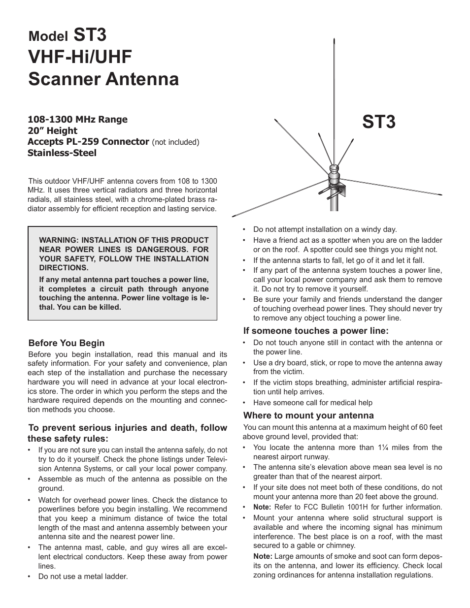 Antennacraft ST3 User Manual | 2 pages