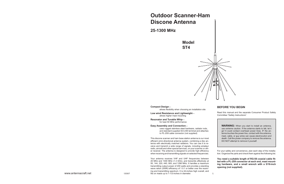 Antennacraft ST4 User Manual | 2 pages