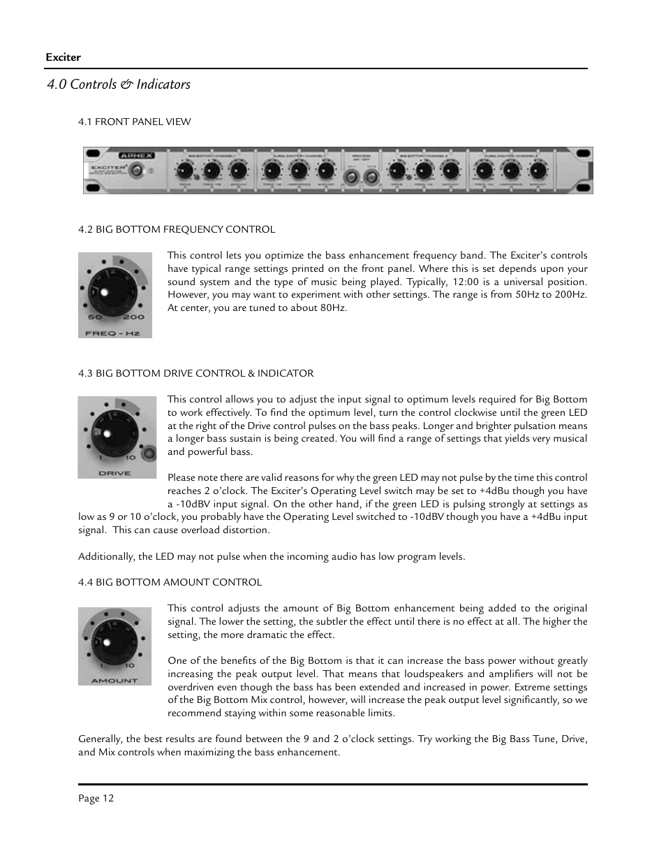 0 controls & indicators | Aphex Exciter User Manual | Page 12 / 24