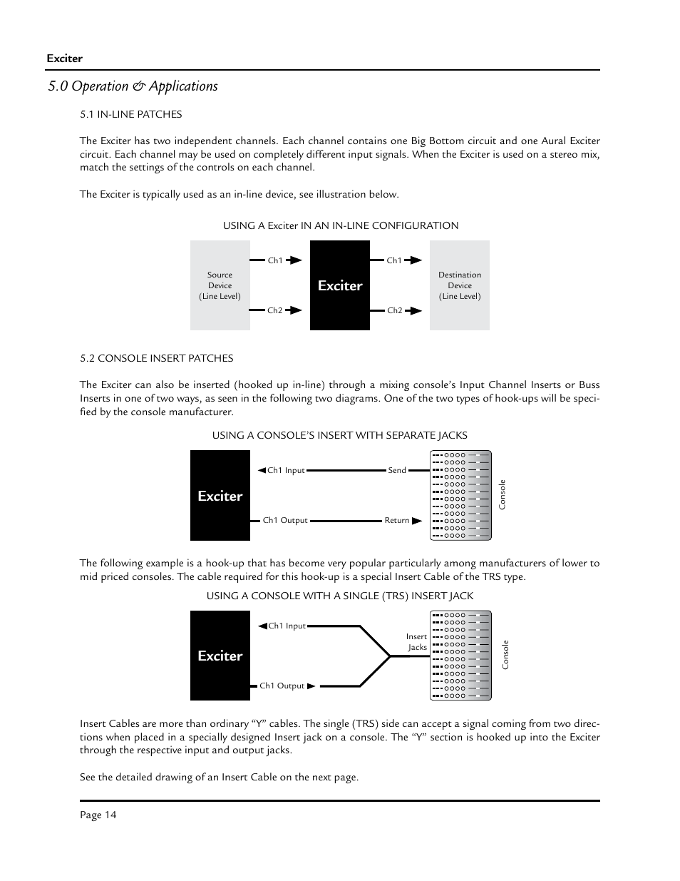 0 operation & applications, Exciter | Aphex Exciter User Manual | Page 14 / 24