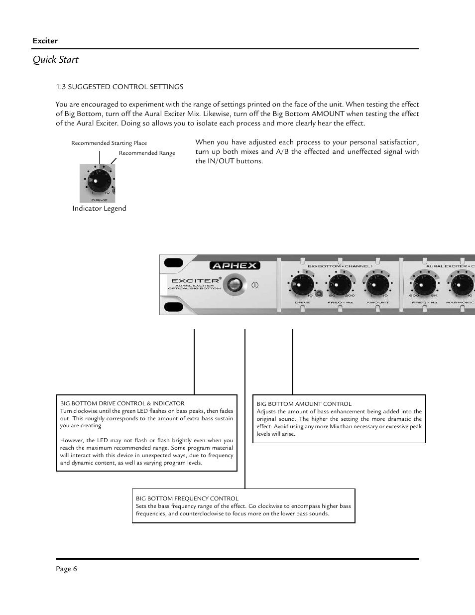 Quick start | Aphex Exciter User Manual | Page 6 / 24