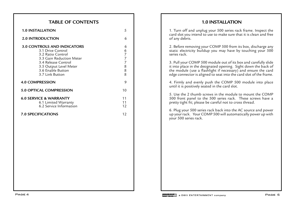 Aphex COMP 500 User Manual | Page 3 / 7