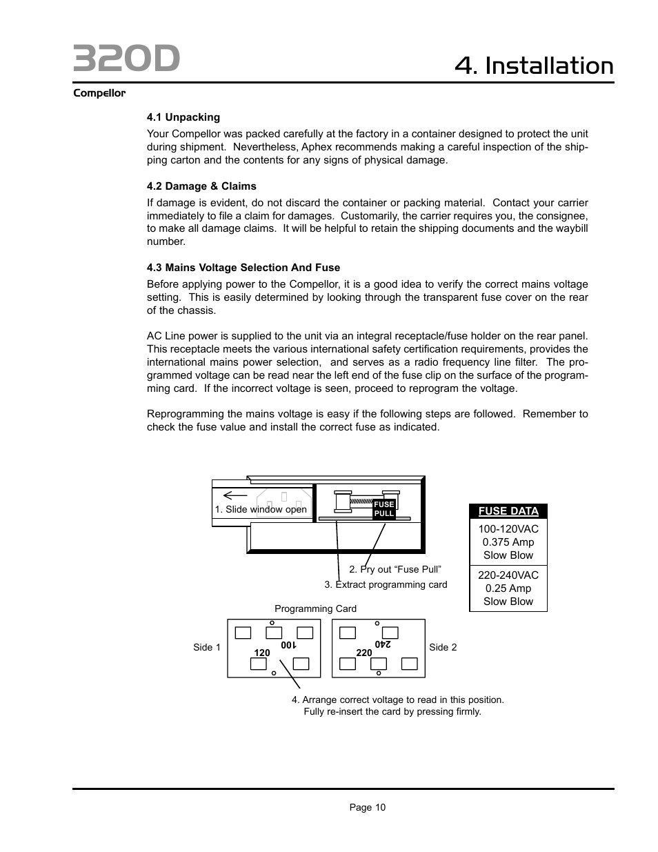 320d, Installation | Aphex 320D Compellor User Manual | Page 10 / 43