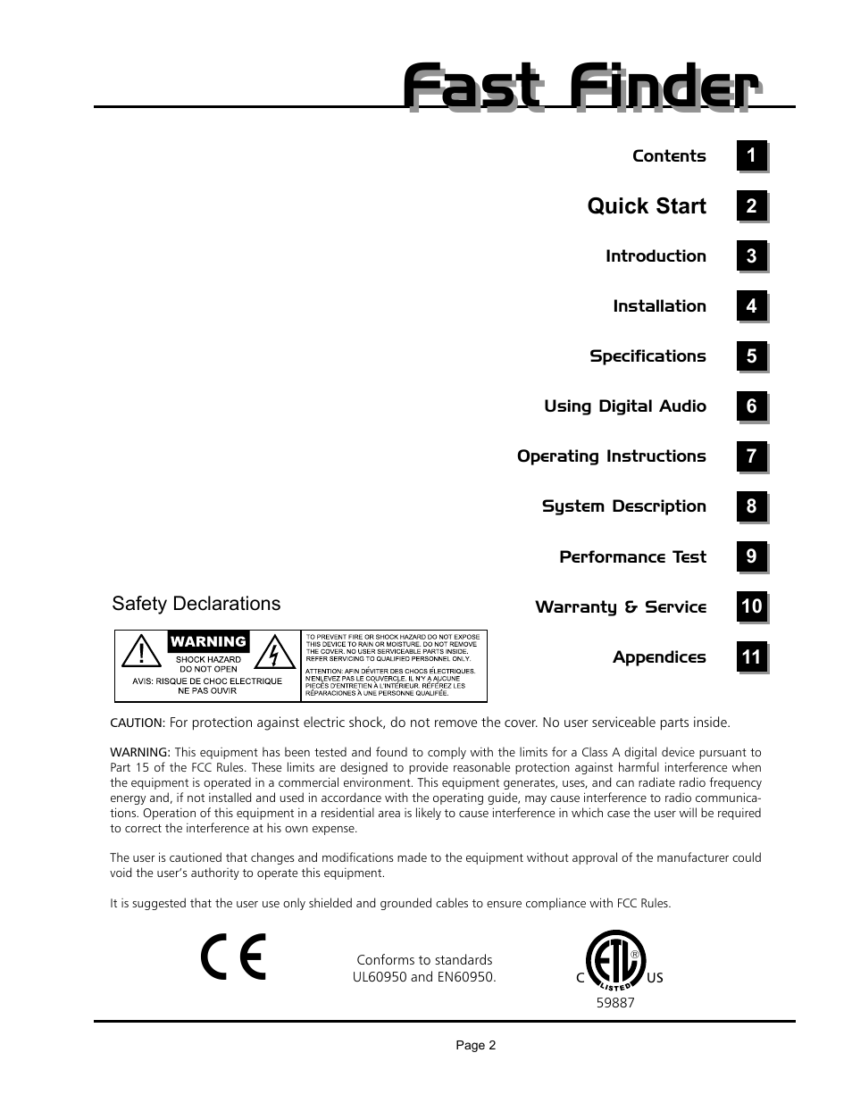 Fast finder, 320d | Aphex 320D Compellor User Manual | Page 2 / 43
