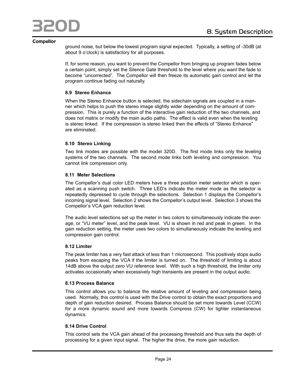 320d, System description | Aphex 320D Compellor User Manual | Page 24 / 43