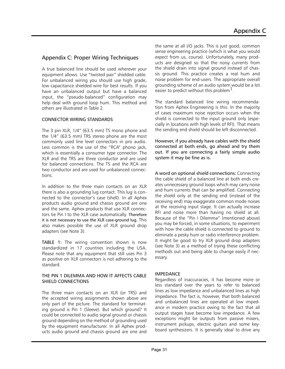 320d, Appendix c | Aphex 320D Compellor User Manual | Page 31 / 43