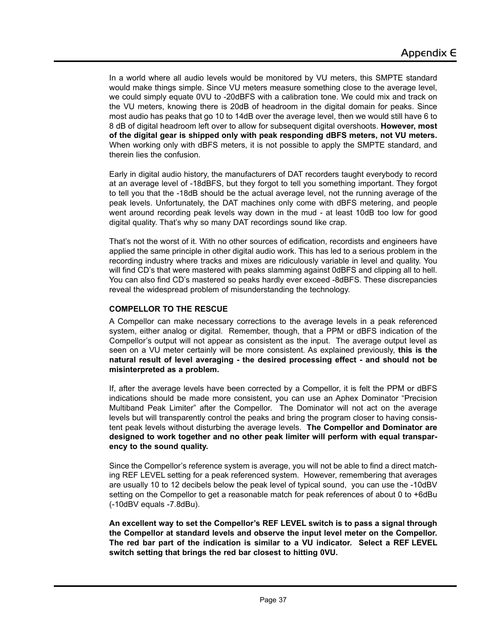 320d, Appendix e | Aphex 320D Compellor User Manual | Page 37 / 43